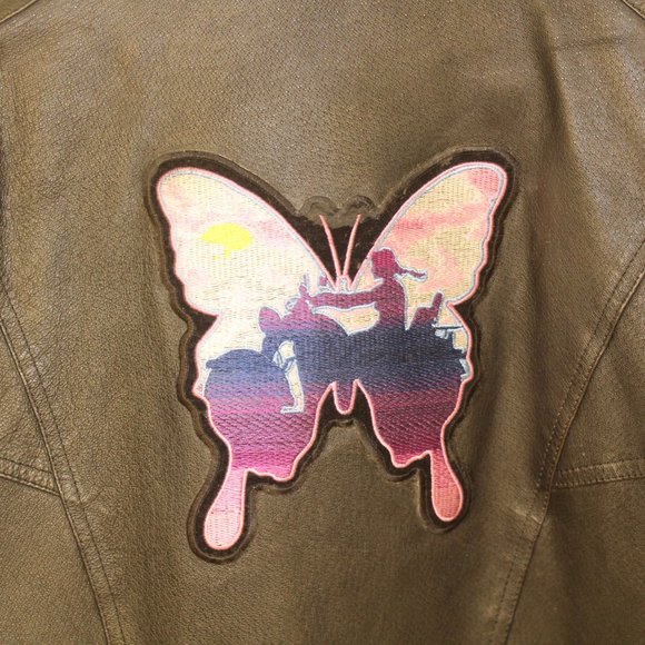 Wilsons Black Leather Jacket with Butterfly - Picture 6 of 12